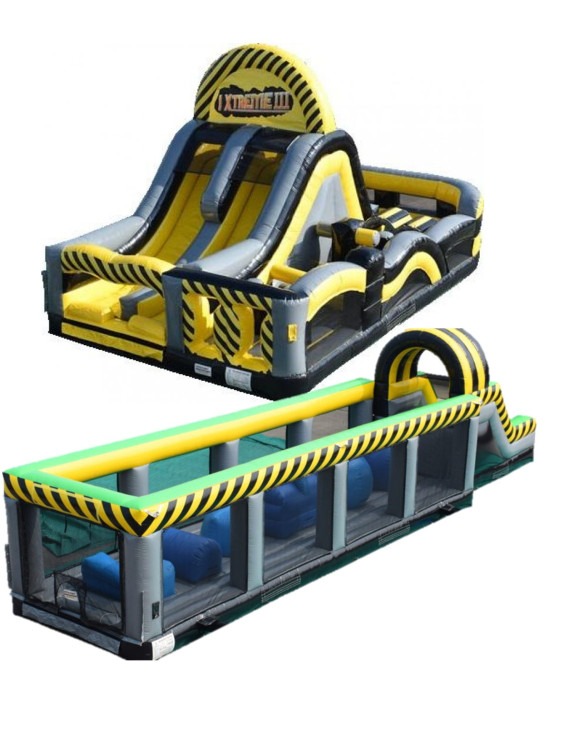 CAUTION OBSTACLE 2-Piece Xtreme slide and 4 WARRIOR BALLS