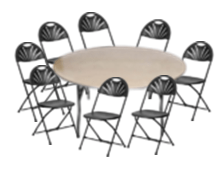 Package 5' Round table and 8 chairs